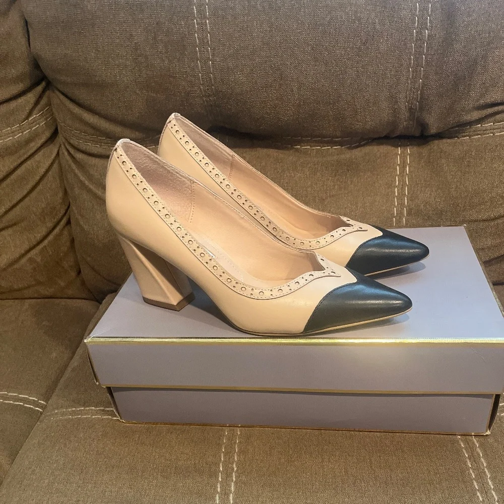 Charles David two tone block heels
